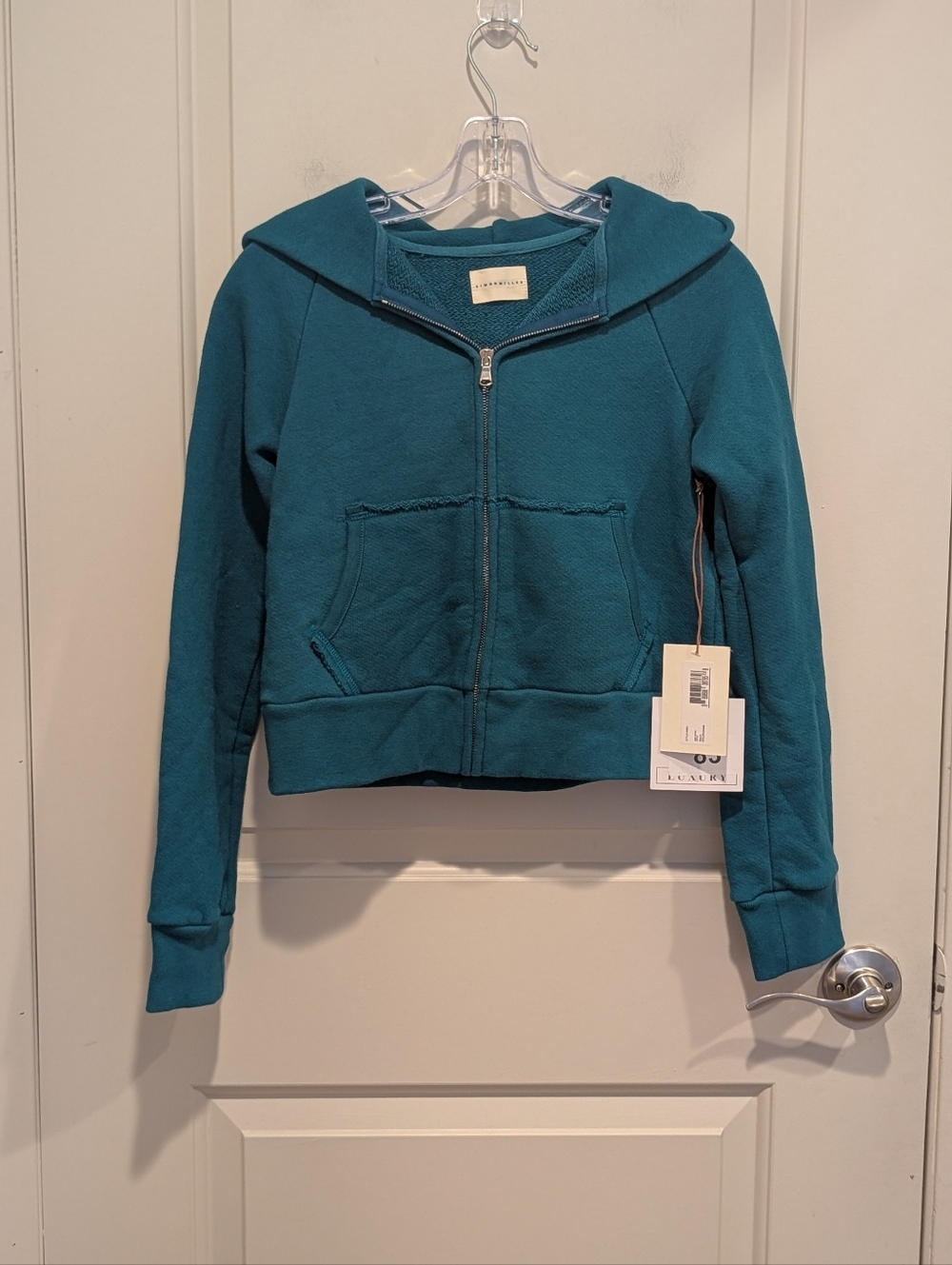 NWT Simon Miller Teal Cropped Zip Sweater Hoodie Size 0